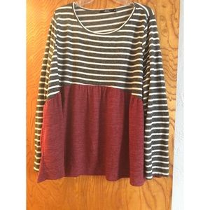 Chic soul boutique maroon and grey stripped top